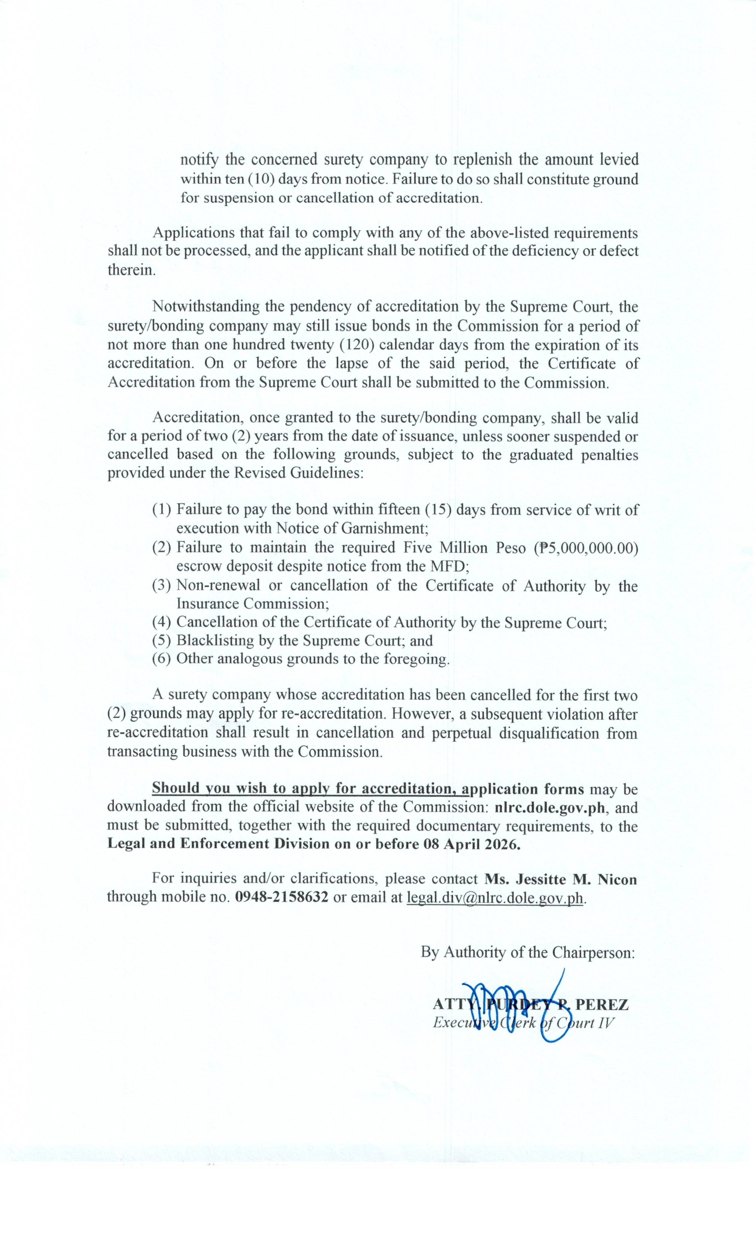 Notice to the public