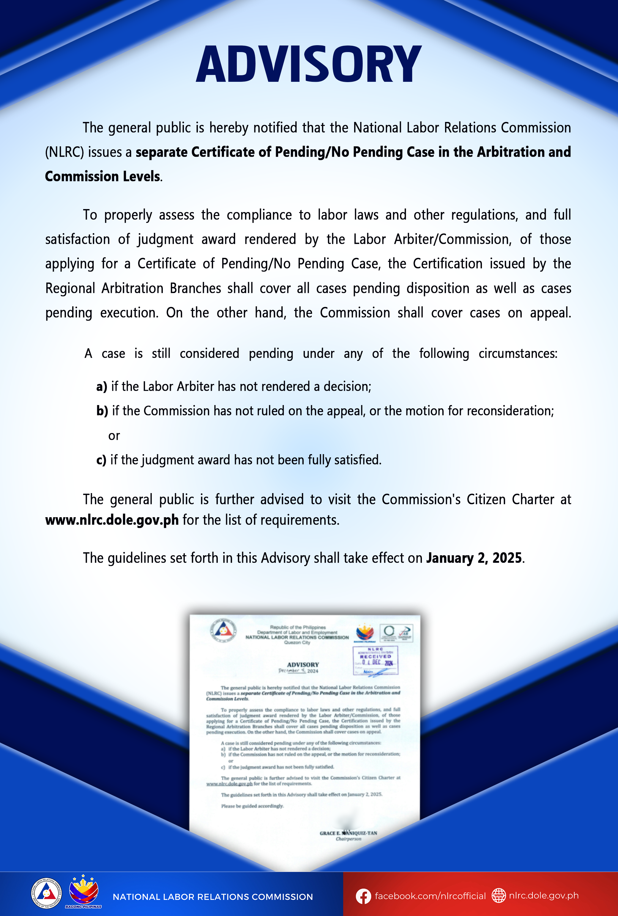 Notice to the public