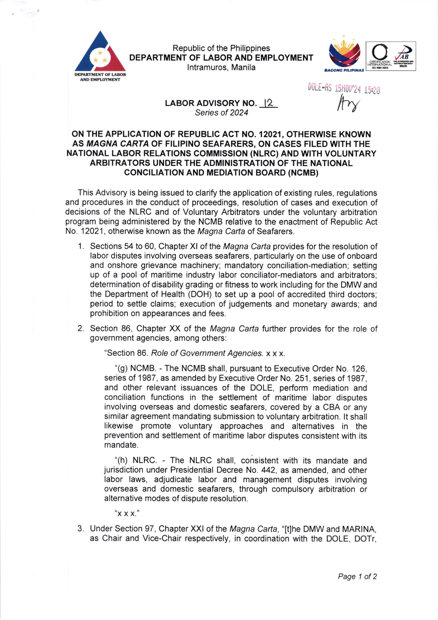 Notice to the public